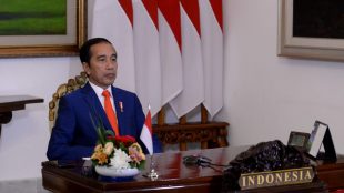 Presiden Joko Widodo mengikuti KTT Gerakan Non-Blok secara virtual dari Istana Merdeka, Jakarta, Senin 4/5/2020 (dok. Setpres)