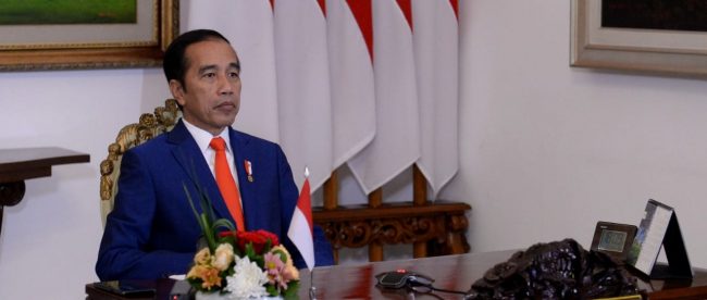 Presiden Joko Widodo mengikuti KTT Gerakan Non-Blok secara virtual dari Istana Merdeka, Jakarta, Senin 4/5/2020 (dok. Setpres)