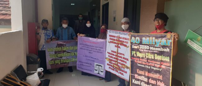 Tuntutan JPU Terlalu Ringan, Korban Kasus Pencucian Uang dan Penipuan Perumahan Syariah Fiktif Pertanyakan Keadilan, Rabu 20 Mei 2020 (dok. Hari Setiawan Muhammad Yasin/KM)