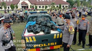 Sembako yang dibagikan oleh Polres Lampung Utara, Jumat26/6/2020