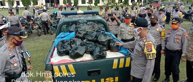 Sembako yang dibagikan oleh Polres Lampung Utara, Jumat26/6/2020