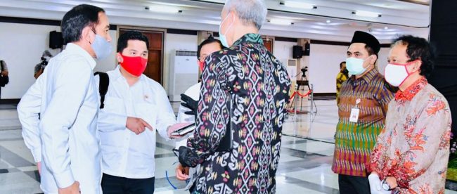 Presiden Joko Widodo beserta Menteri BUMN, para Menteri terkait serta Kepala BKPM meninjau Kawasan Industri Terpadu Batang dalam kunjungan kerjanya ke Jawa Tengah pada Selasa, 30 Juni 2020, (Dok. Humas Kementerian BUMN)