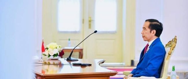 Presiden mengikuti acara Pembukaan Konferensi FRI, Sabtu 4/7/2020, dari Istana Kepresidenan Bogor, Provinsi Jawa Barat (dok. Setpres)