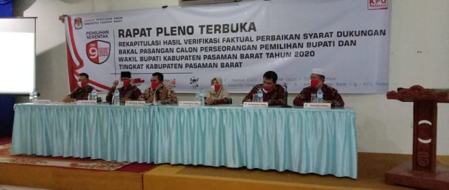 Rapat Pleno terbuka KPU Pasaman Barat, Jumat 21/8/2020 (dok. KM)