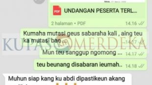 Tangkapan layar yang diduga percakapan WhatsApp seorang camat dengan pegawai ASN Kota Bekasi.