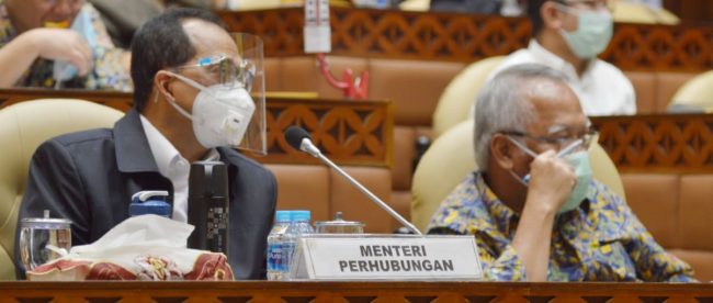 Menteri Perhubungan Budi Karya Sumadi dalam rapat kerja pembahasan RKA K/L T.A 2021 dengan Komisi V DPR RI, Rabu siang 2/9/2020 (dok. BIRO KOMUNIKASI DAN INFORMASI PUBLIK KEMENTERIAN PERHUBUNGAN)