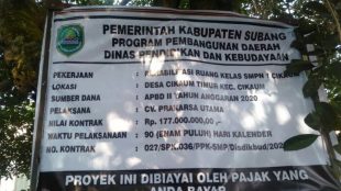 Plang proyek yang dikerjakan oleh CV. Prakarsa Utama (dok. KM)