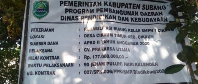 Plang proyek yang dikerjakan oleh CV. Prakarsa Utama (dok. KM)