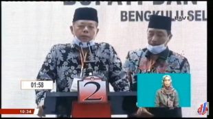 Paslon Pilkada Budiman Ismaun-Helmi Paman saat acara Debat Kandidat yang di selenggarakan KPUD Bengkulu Selatan pada Senen,(16/11/2020)