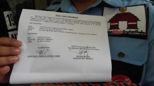 Laporan pengaduan yang diajukanoleh LSM Gapura kepada Polres Sukabumi (dok. KM)