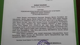 Surat Edaran Gubernur Bengkulu