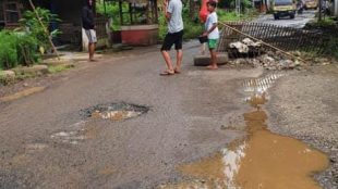 Gorong-gorong rusak di ruas jalan kabupaten di Desa Tanjung, Kecamatan Cipunagara, Subang (dok. KM)