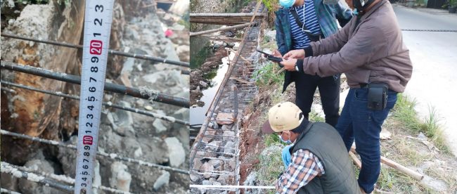 Awak media saat memantau kegiatan turap kali Perumahan Pondok Timur Indah (PTI) Kelurahan Jatimulya, Kecamatan Tambun Selatan, Kabupaten Bekasi (dok. KM)